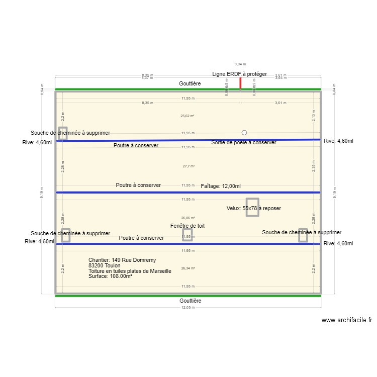 Copropréié Camille. Plan de 9 pièces et 108 m2