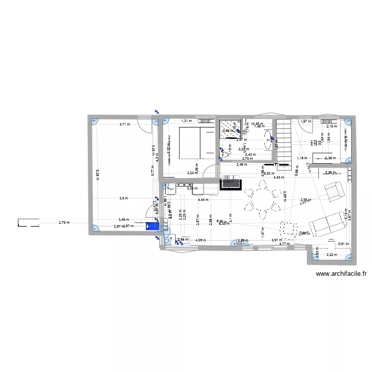 37 Stephenson REZ DE CH am&eacute;nagement. Plan de 1  et 98 m²