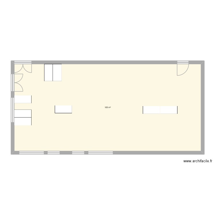 Classe. Plan de 1 pièce et 105 m2