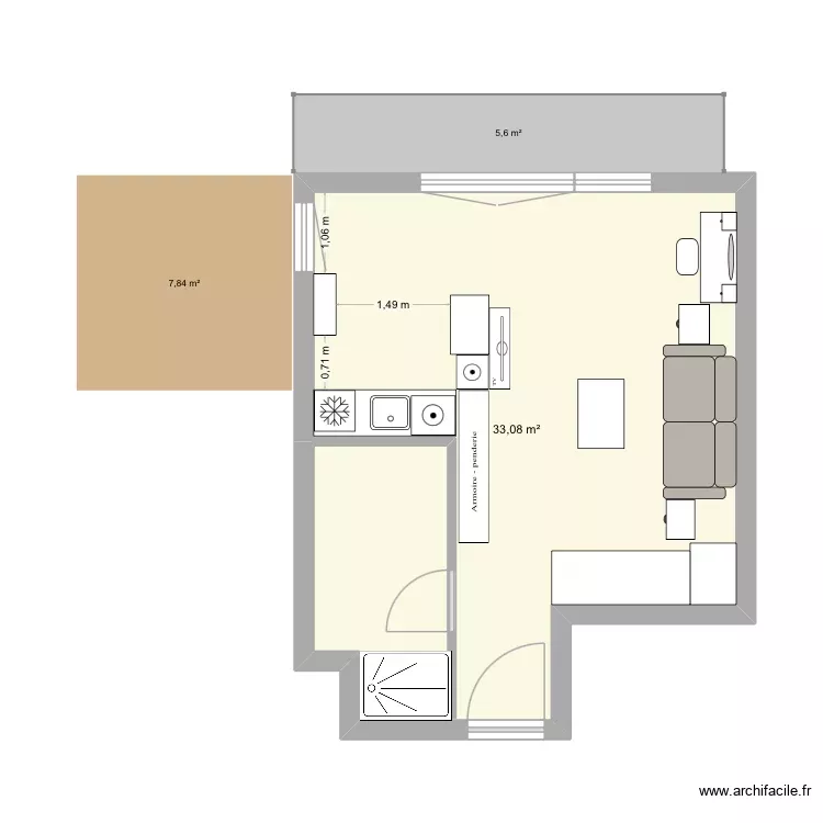 Epone2. Plan de 1 Pièce et 33 m² Epone2. Plan de 1 Pièce et 33 m²