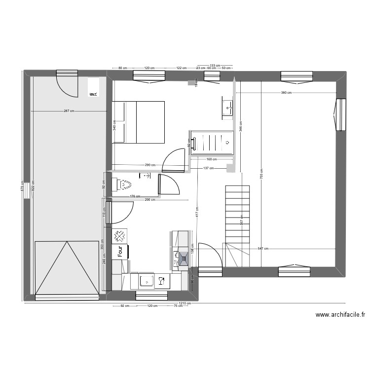 Grèbes 27 - RdC - C++W+SdE. Plan de 3 pièces et 85 m2