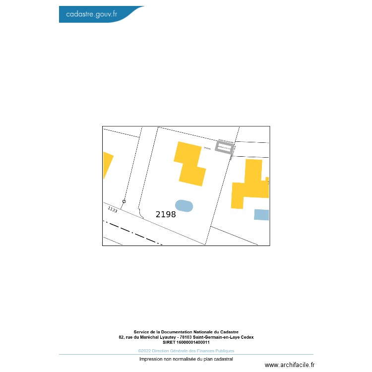 plan de masse. Plan de 1 pièce et 2 m2