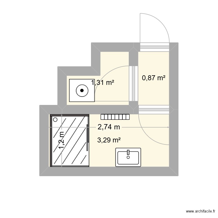 53 Berriat SdB. Plan de 3 pièces et 5 m2