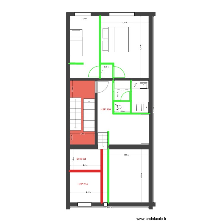 Mélèzes 82 Rez+1 Def Projet V2. Plan de 12 pièces et 69 m2