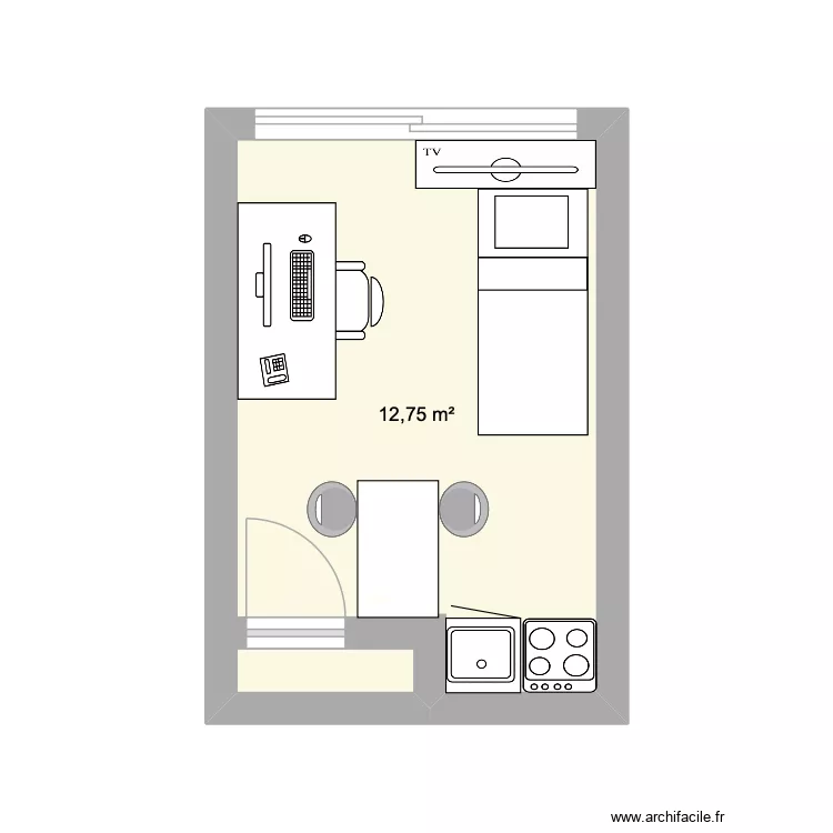 Bastien 2. Plan de 1  et 13 m²