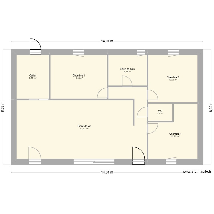 Plougoumelen Version 2. Plan de 7 pièces et 99 m2