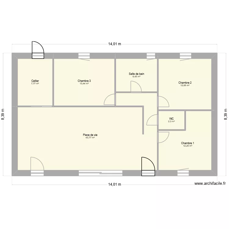 Plougoumelen Version 2. Plan de 7 pièces et 99 m²