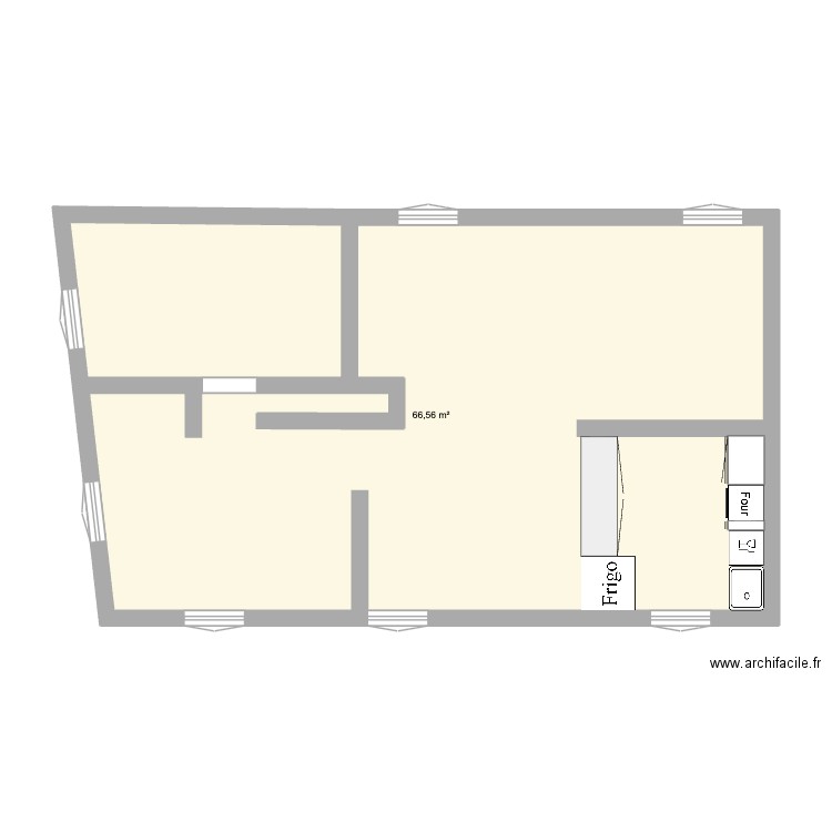 etage 1 actuel. Plan de 1 pièce et 67 m2