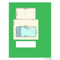 Vue du dessus piscine + POOL HOUSE