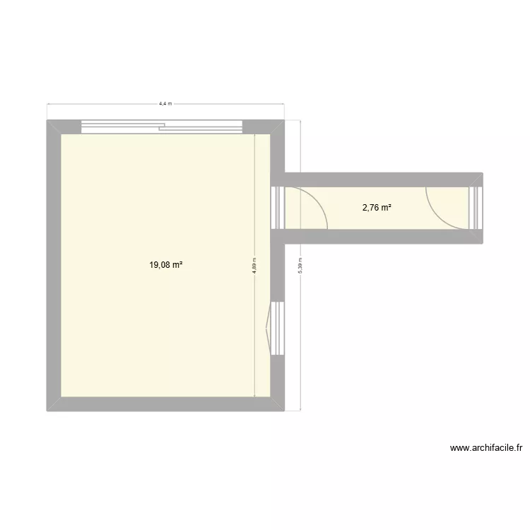 Maisonette. Plan de 2  et 22 m²