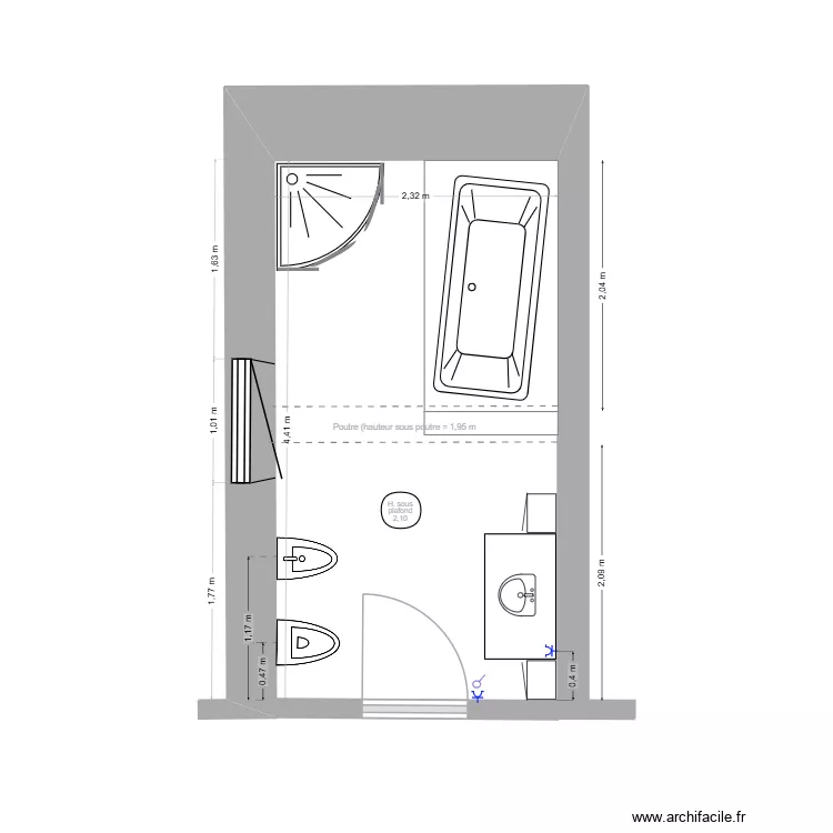 Salle d'eau Logis 1. Plan de Salle d'eau Logis 1. Plan de