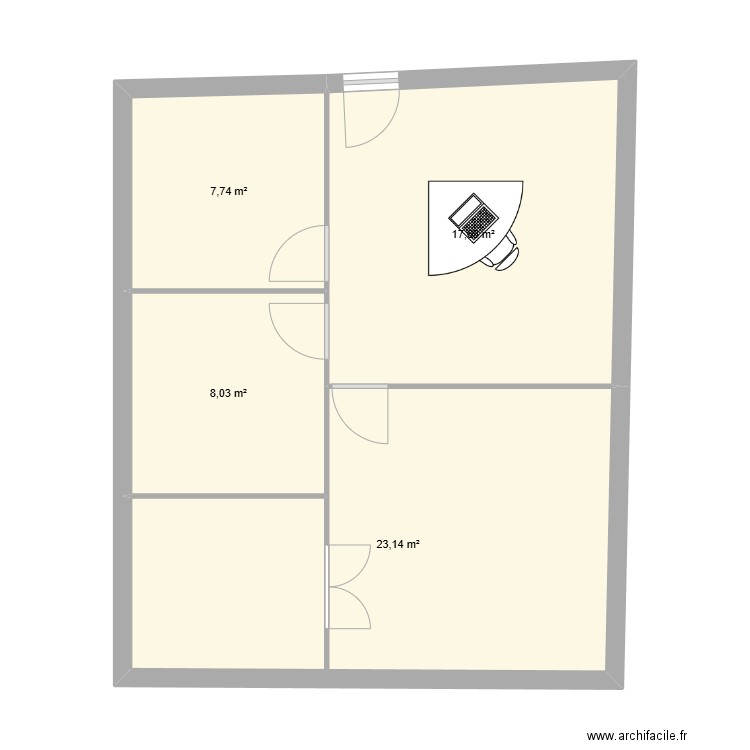 bureau italie. Plan de 4 pièces et 57 m2