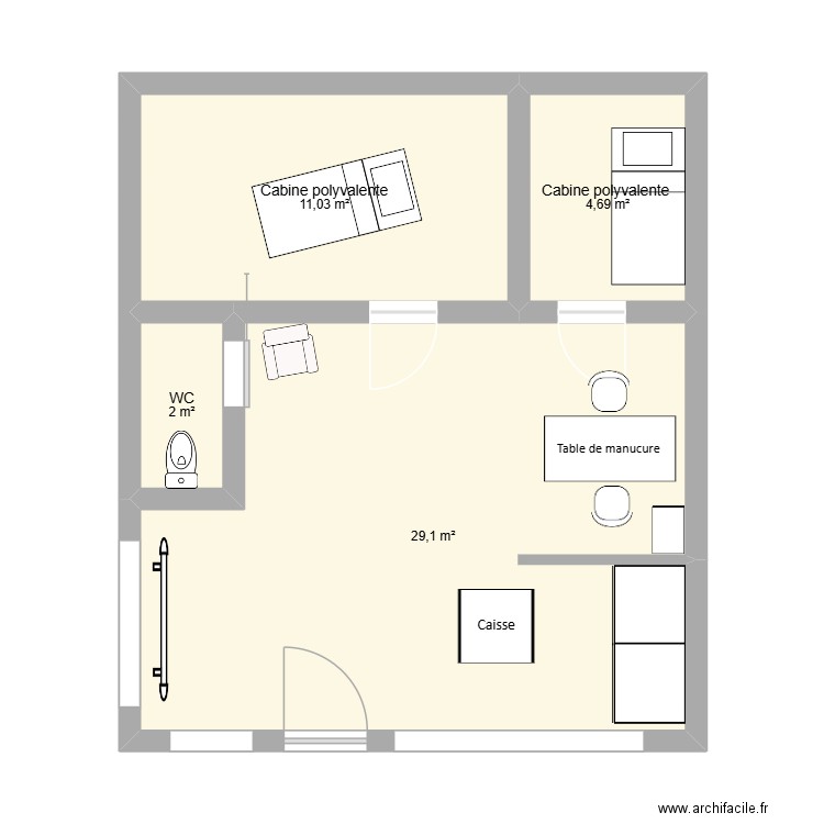 INSTITUT. Plan de 4 pièces et 47 m2