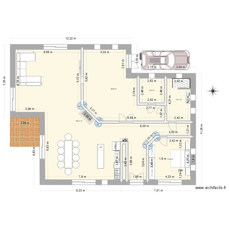 Plan 1 SKO. Plan de 3 pièces et 71 m2