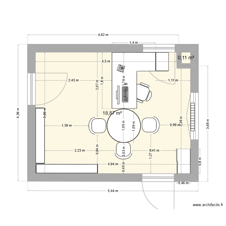 TERRASSE SELF. Plan de 2 pièces et 19 m2