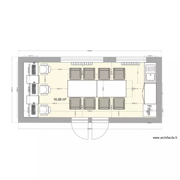 RECOPS. Plan de 1 Pièce et 17 m²