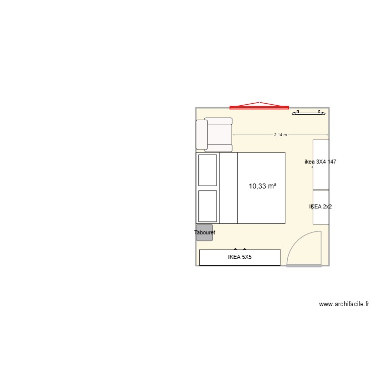 new chambre d'amis 25-11-09. Plan de 1 pièce et 10 m2