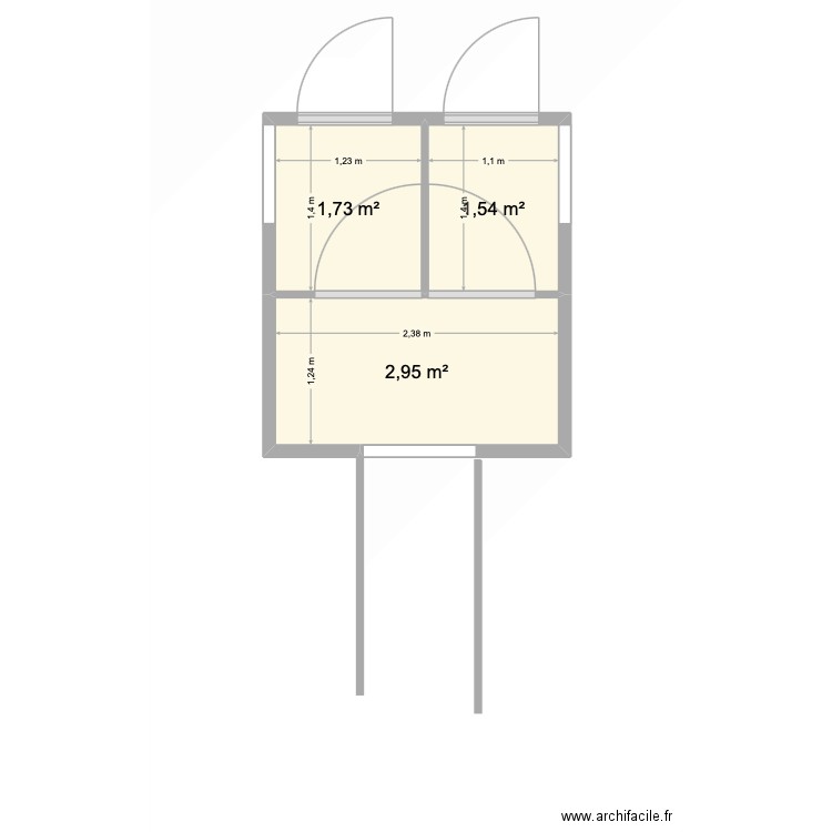 Couloir. Plan de 3 pièces et 6 m2