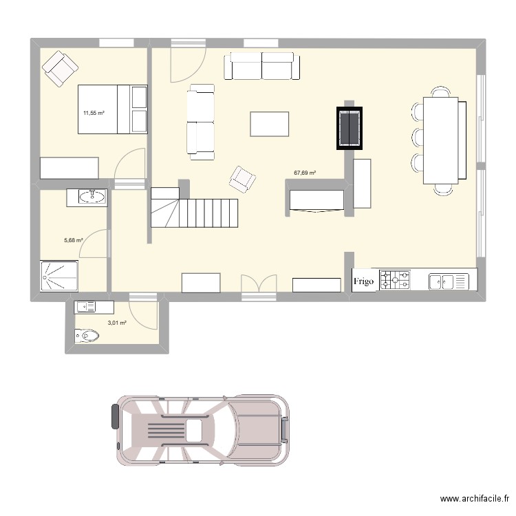 Le Brethon v2. Plan de 4 pièces et 88 m2