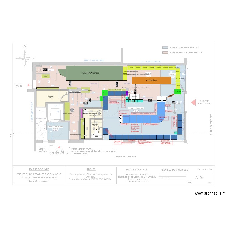Pcie RDC v30/10/25. Plan de 3 pièces et 11 m2