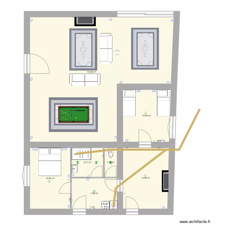 Gite (&eacute;vacuations). Plan de 7  et 126 m²
