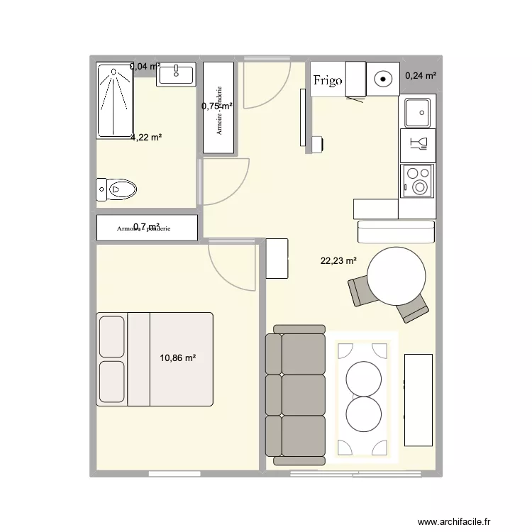 Appartement La Valette. Plan de 7  et 39 m²