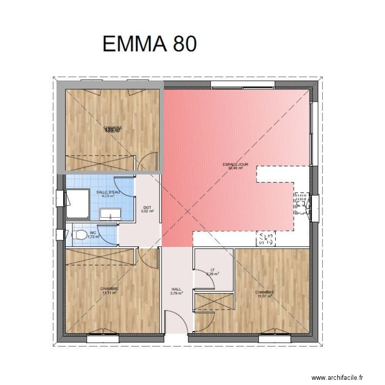 EMMA. Plan de 1 pièce et 10 m2