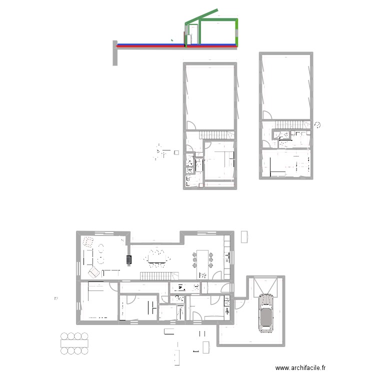 plan  feu ouvert. Plan de 22 pièces et 225 m2