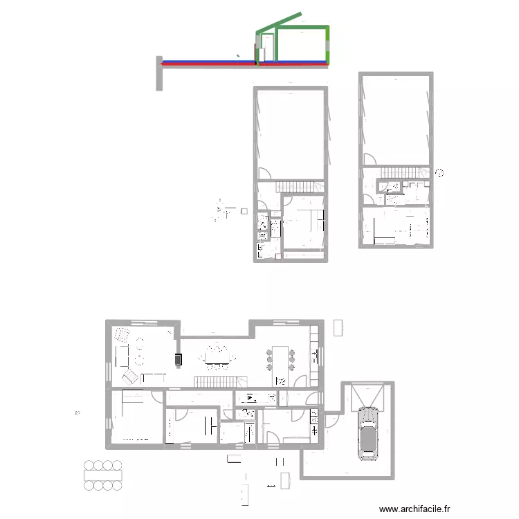 plan  feu ouvert. Plan de 22 pièces et 225 m²