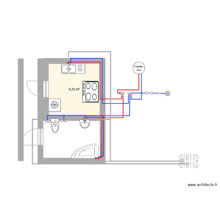 bilel 1. Plan de 1 pièce et 6 m2