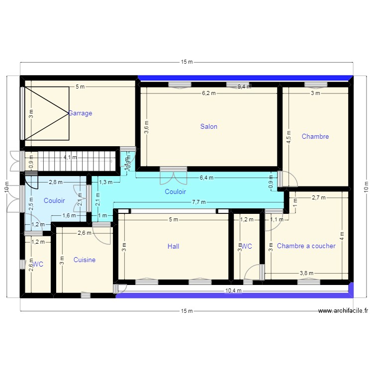Plan 15X10 CLINT 30 47 10 80. Plan de 13 pièces et 125 m2
