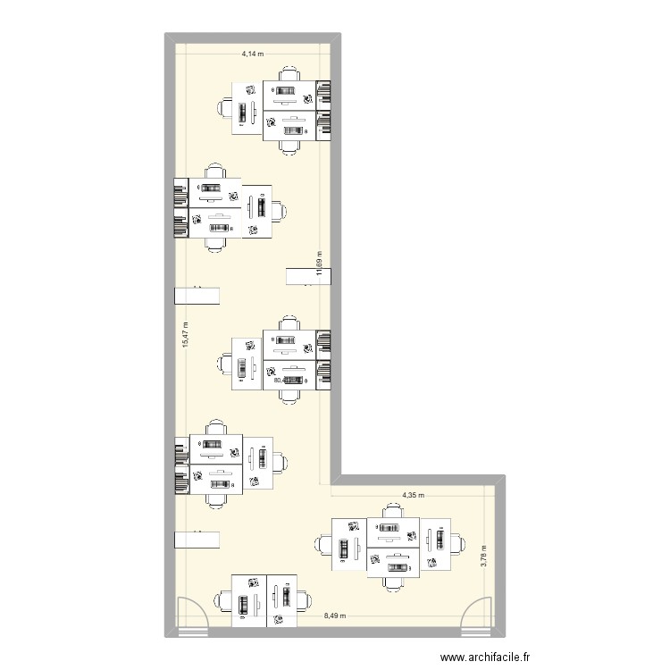 Marketing/international. Plan de 1 pièce et 80 m2