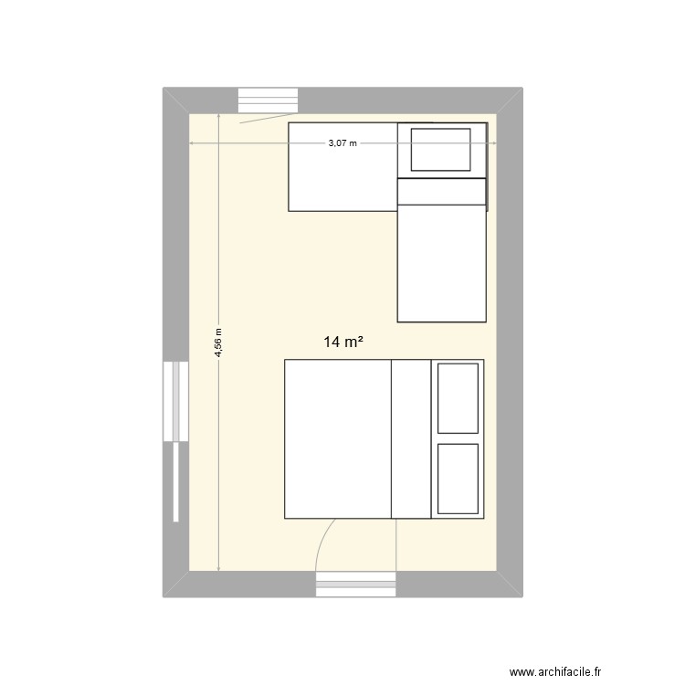 Bergerie ET1 Chambre-Lits 1. Plan de 1 pièce et 14 m2