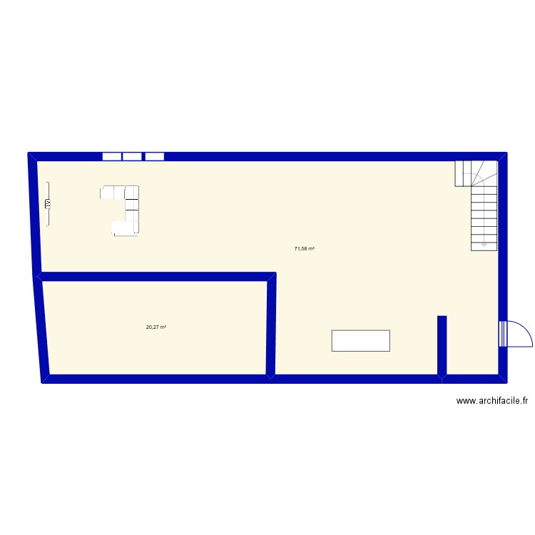test. Plan de 2 pièces et 92 m2