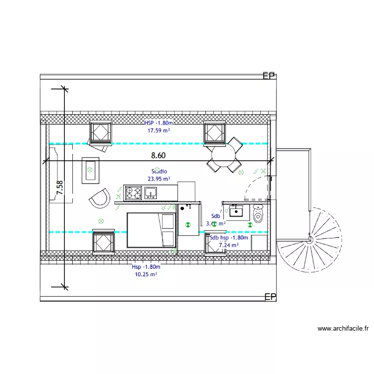 pervenche studio éclairage + interupteur élec. Plan de pervenche studio éclairage + interupteur élec. Plan de