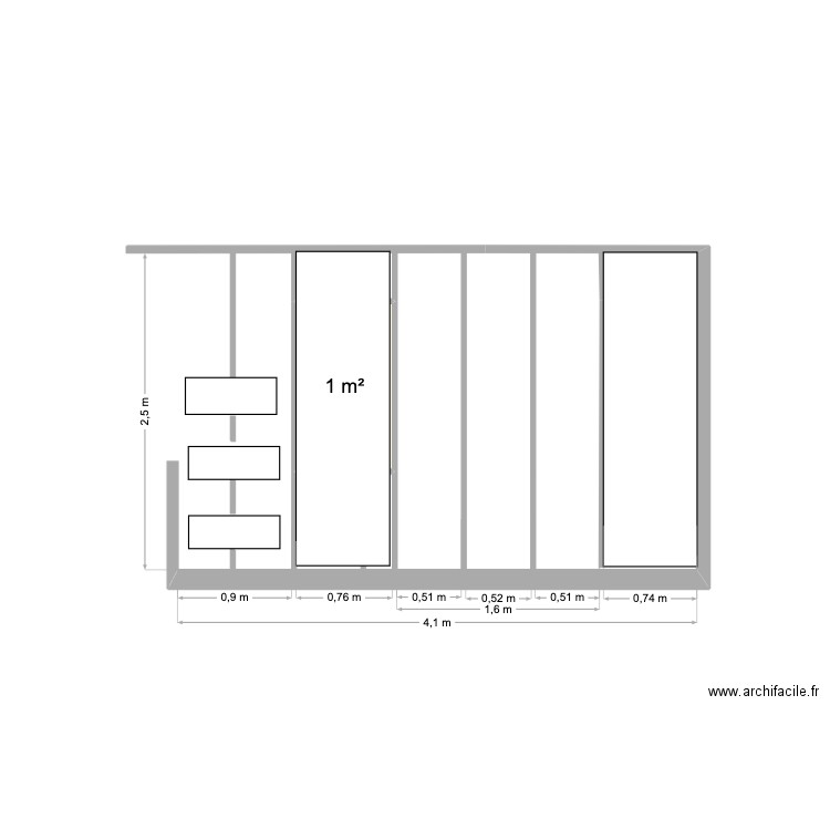 VERRIERE2. Plan de 1 pièce et 1 m2