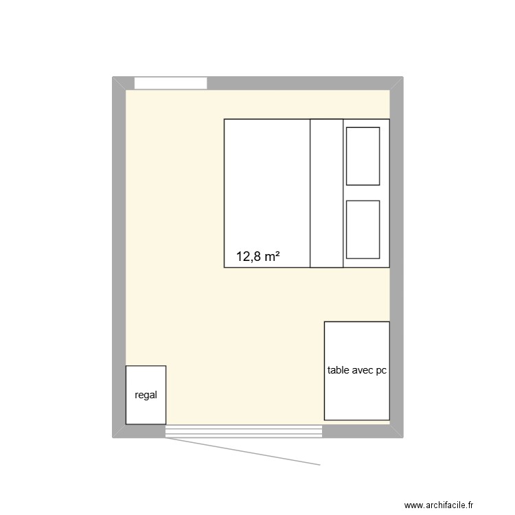 chambre_visite_v2. Plan de 1 pièce et 13 m2