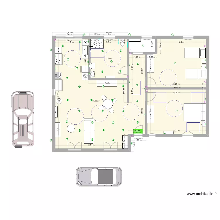 location d&eacute;finitif 1cecile. Plan de 3  et 117 m²
