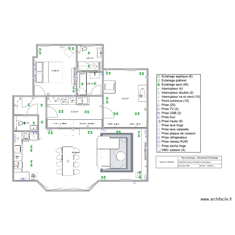 Lamarck 2.1. Plan de 7 pièces et 89 m2