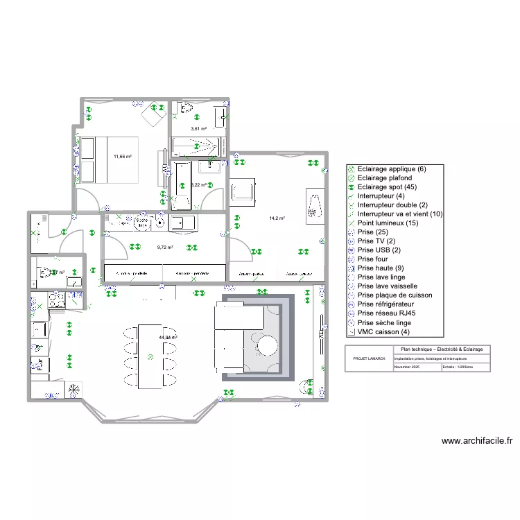 Lamarck 2.1. Plan de 7 pièces et 89 m²