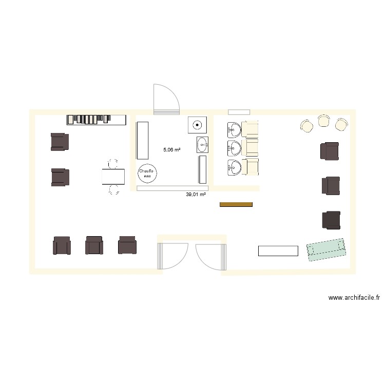 SALON LA APUSE. Plan de 2 pièces et 44 m2