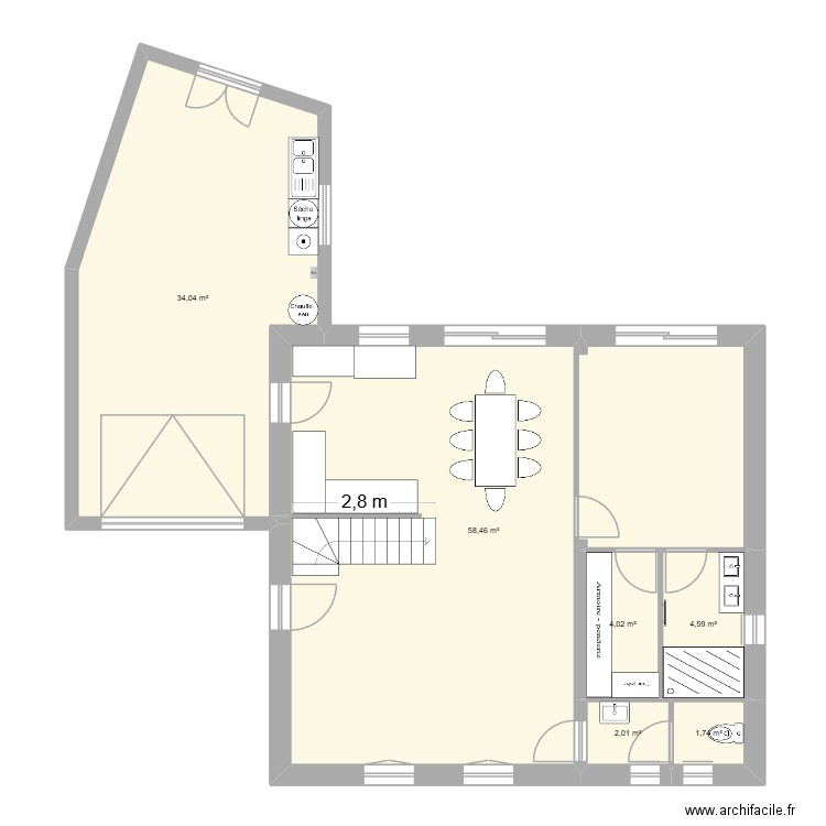 ANDREZE. Plan de 9 pièces et 147 m2