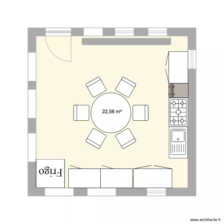kisine. Plan de 1 Pièce et 23 m² kisine. Plan de 1 Pièce et 23 m²
