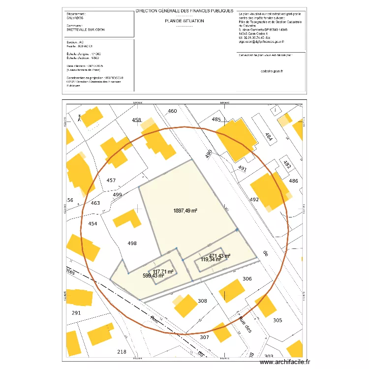 Bretteville sur odon. Plan de 