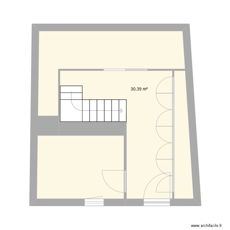 Rez de chaussé proposition 1. Plan de 1 pièce et 30 m2