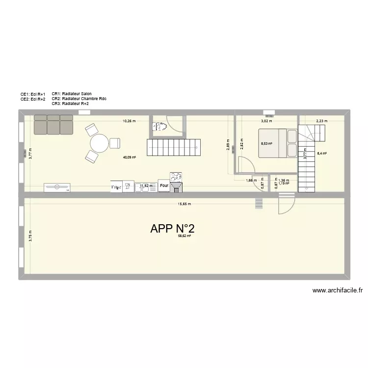 J&eacute;rome R+1. Plan de 5 Pièces et 117 m²