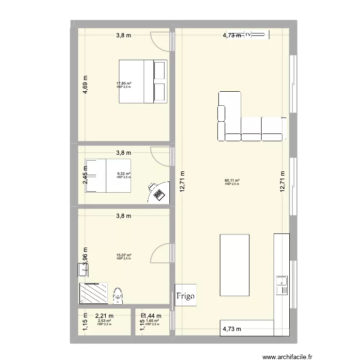 maison. Plan de 6  et 107 m²