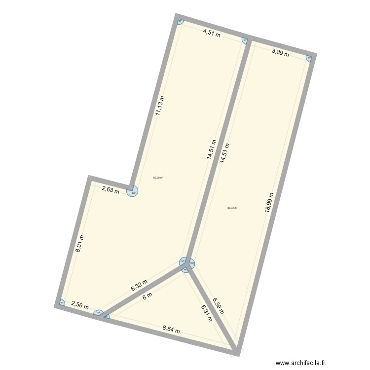 M. DELRIEU. Plan de 2 pièces et 181 m2