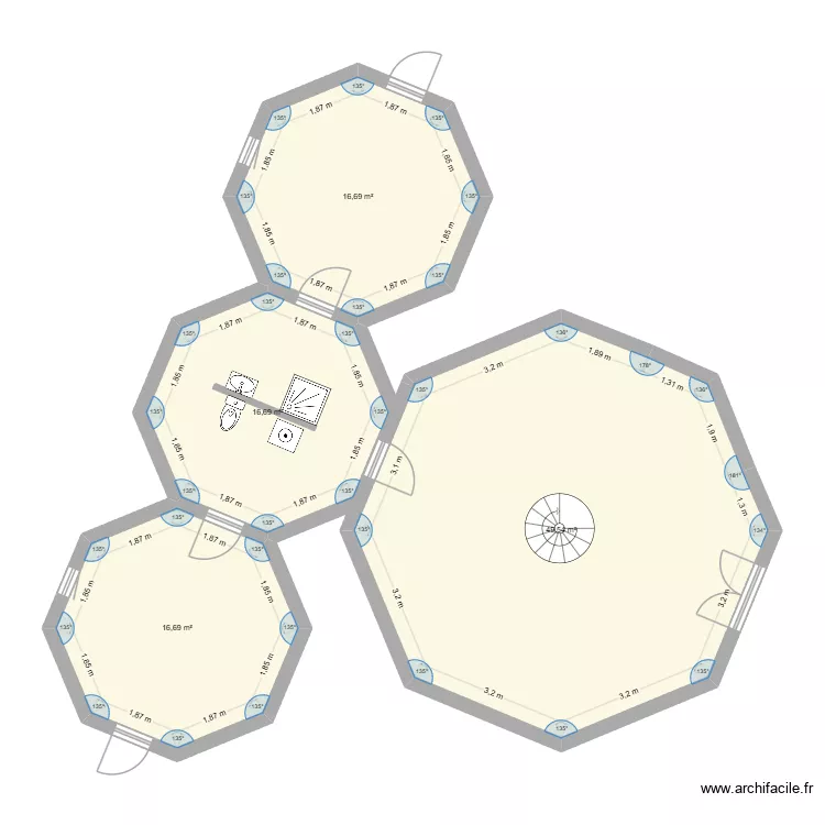 domus. Plan de 4  et 100 m²