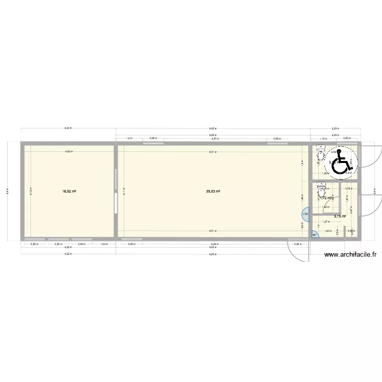 plan local01. Plan de 5 pièces et 60 m²